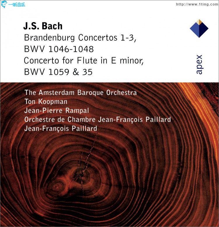 Bach, JS : Brandenburg Concertos Nos 1 - 3 & Flute Concerto - Apex