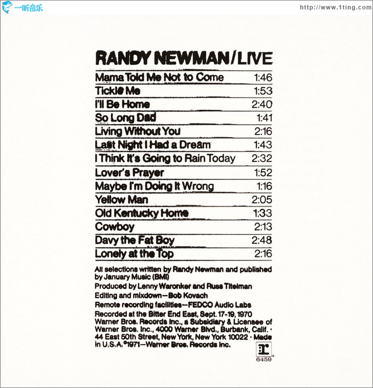 Randy Newman / Live