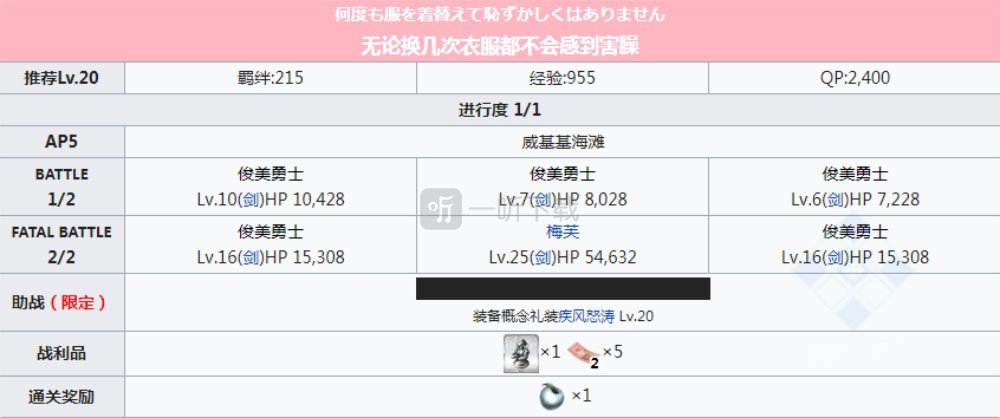 fgo泳装三期复刻主线剧情本配置 第一周部分副本配置