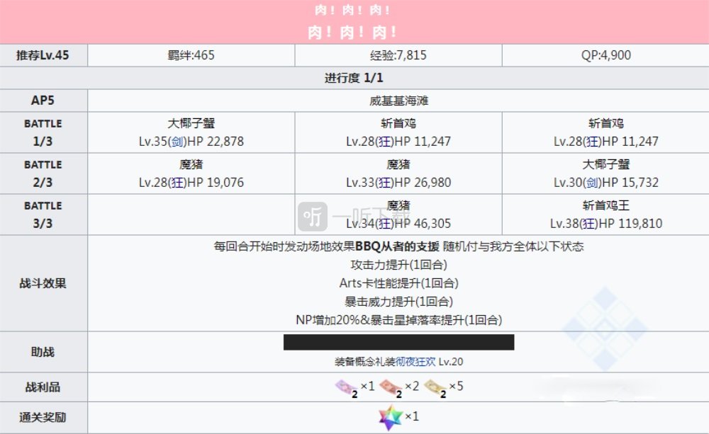 fgo泳装三期复刻主线剧情本配置 茂纳凯亚奇妙夜部分副本配置