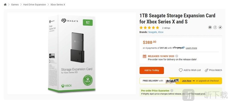 Xbox Series X/S 1TB固态存储卡售价高达260美元 价格约为XSX价格一半