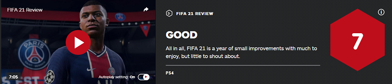 FIFA21IGN评分7分 没有什么心意