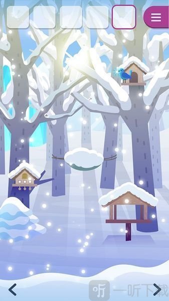 动物们与下雪的岛