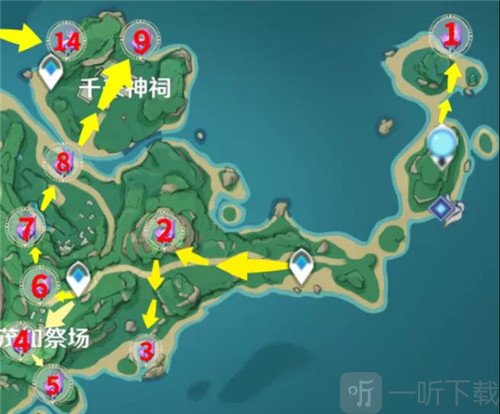 原神2.2鹤观岛全宝箱收集攻略 原神2.2版本雷神瞳位置一览