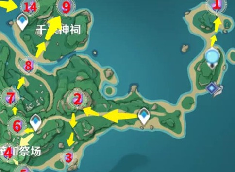 原神2.2鹤观岛全宝箱收集攻略 原神2.2版本雷神瞳位置一览