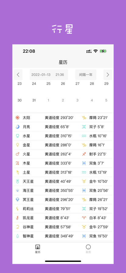星和日歷