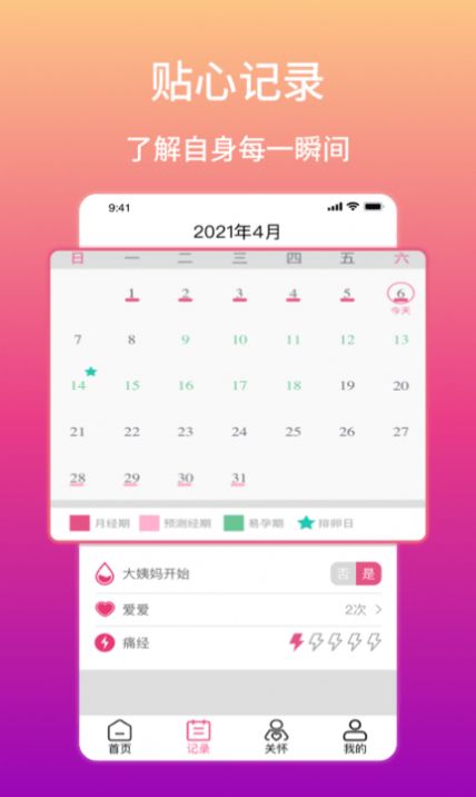 大姨妈生理期提醒