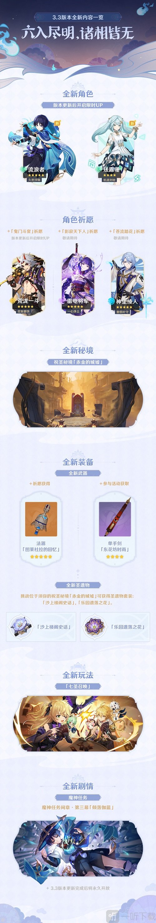 原神3.3版本更新哪些内容 12.7新版本更新内容公告