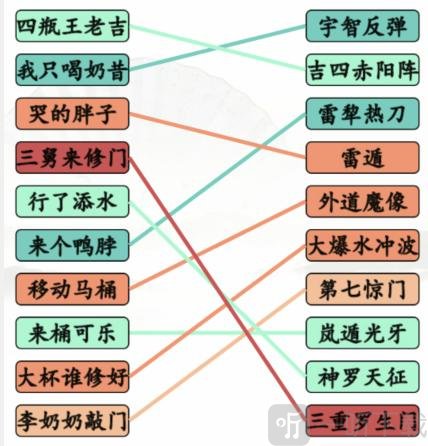 汉字找茬王搞笑招式过关攻略 完成动漫空耳连线答案