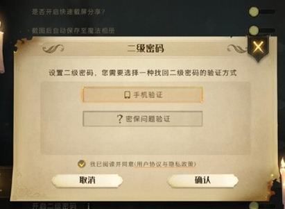 哈利波特魔法觉醒设置二级密码操作流程 设置二级密码方法