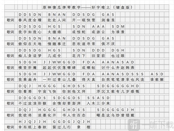 原神好字唯之琴谱简谱是什么 好字唯之琴谱简谱分享