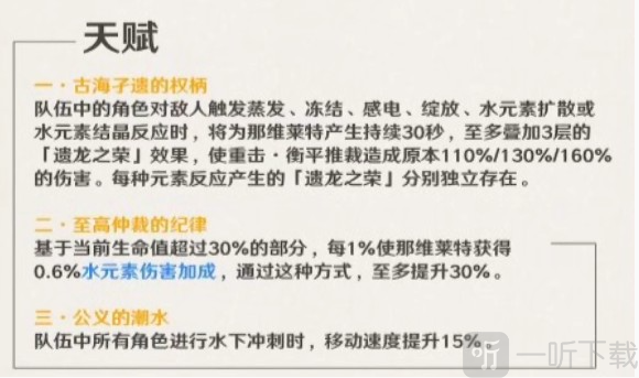 原神那维莱特天赋技能强度如何 那维莱特天赋技能介绍一览