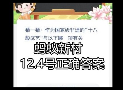 蚂蚁新村每日答案攻略 12.4号正确答案