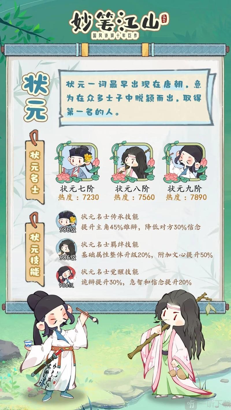 妙笔江山名士选谁 妙笔江山名士搭配 妙笔江山名士阵容