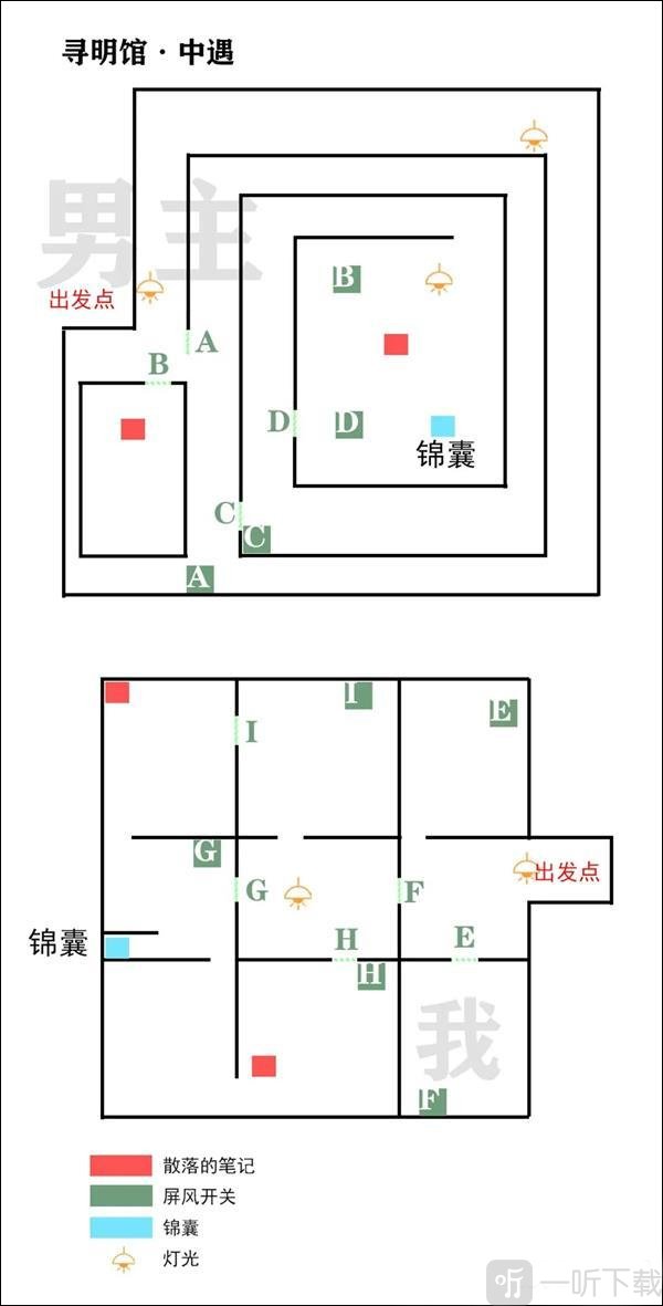 寻明馆中遇通关路线攻略图