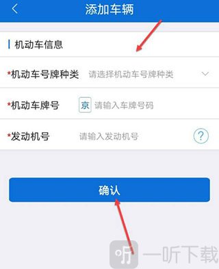 车辆信息填写页面