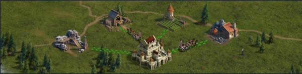 王国地图资源采集玩法示意图