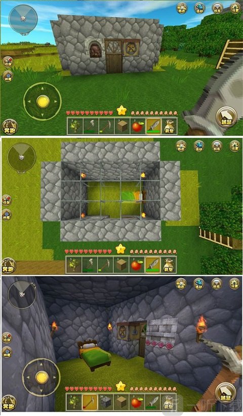 迷你世界建造房屋与防御结构展示