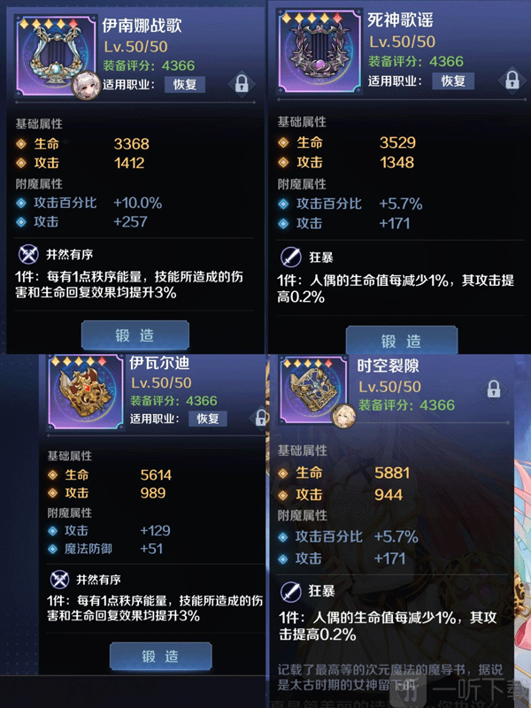 复苏的魔女武器类型与属性对比图