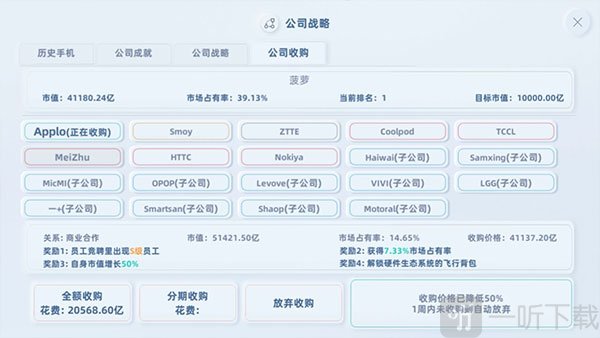 手机帝国收购苹果成功界面