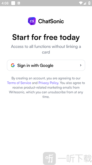 ChatSonic登录界面