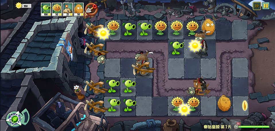 PVZUniverse重制版小推车清理僵尸画面