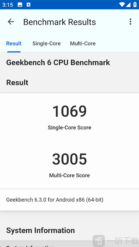Geekbench 6单核与多核跑分结果界面