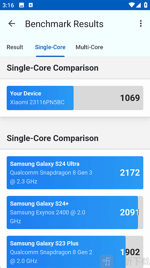 Geekbench 6单核性能对比界面
