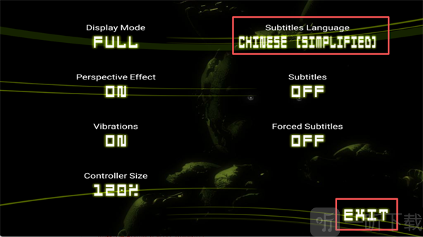 FNAF3手机版简体中文字幕设置界面