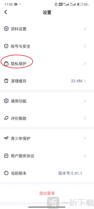 撕歌隐私保护设置界面截图