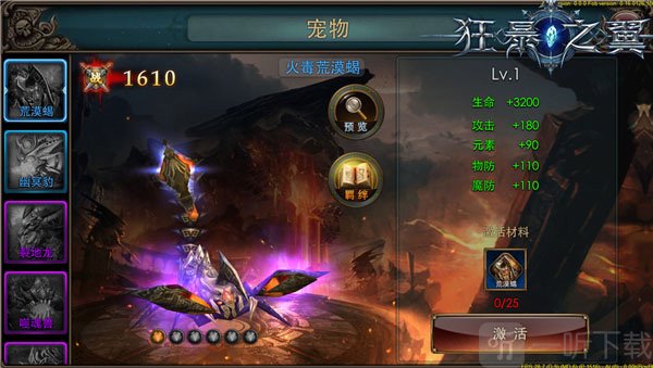 狂暴之翼0.05折版宠物系统界面