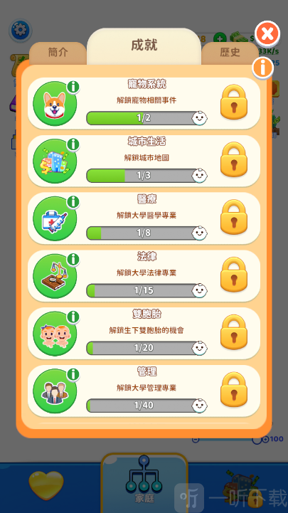 家族模拟器成就系统