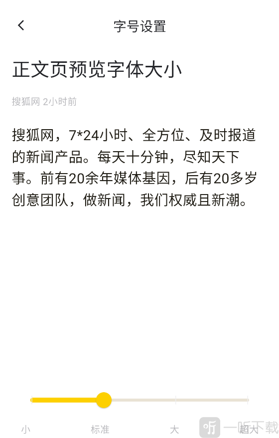 搜狐手机网默认字体界面