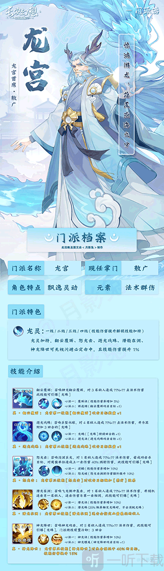 长安幻想龙宫门派技能介绍