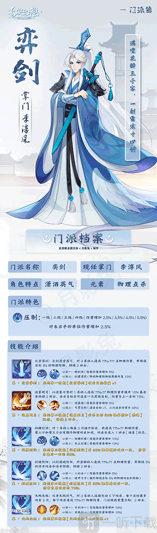 长安幻想奕剑门派技能介绍