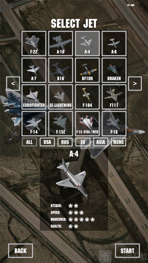 喷气式战斗机Jet Attack Move A-4战机属性图鉴