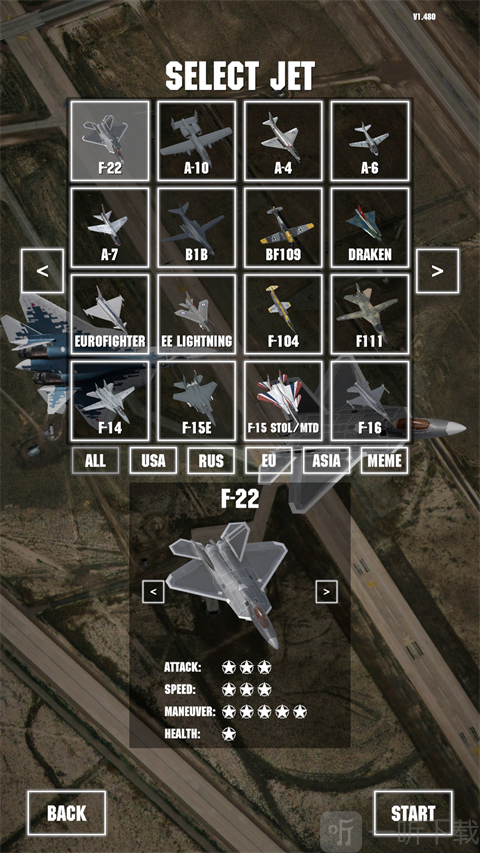 喷气式战斗机Jet Attack Move F-22战机属性图鉴
