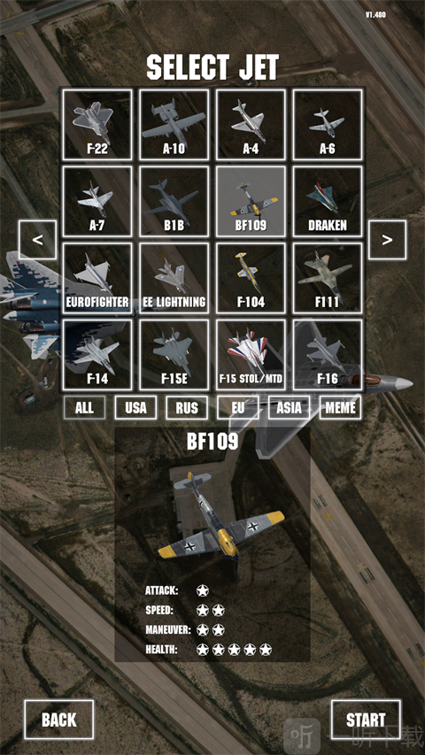 喷气式战斗机Jet Attack Move BF109战机属性图鉴