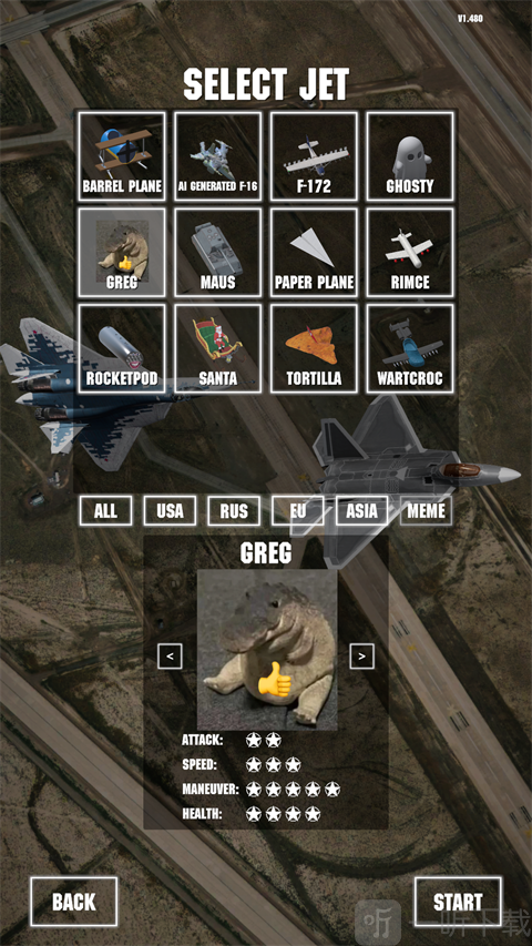 喷气式战斗机Jet Attack Move GREG战机属性图鉴
