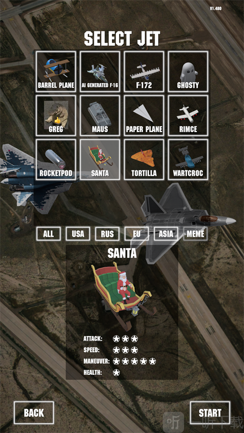 喷气式战斗机Jet Attack Move SANTA战机属性图鉴