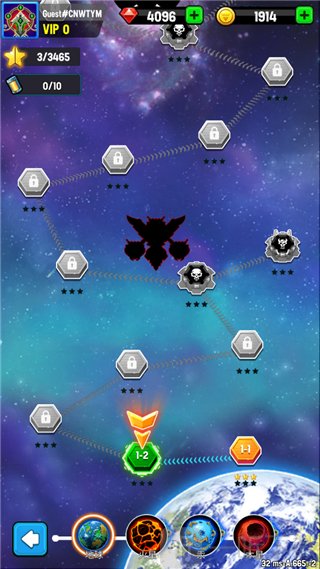 银河之战深空射手星球关卡选择界面