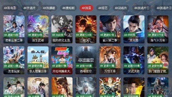 视界4K电视版分类页面