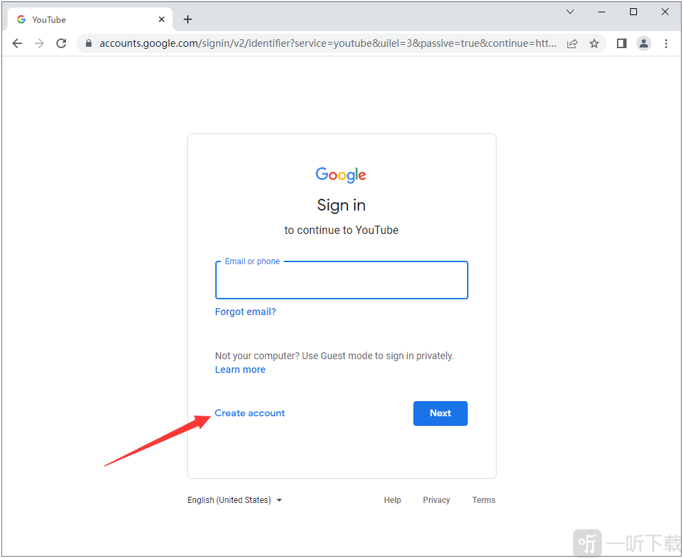 Google账号注册页面