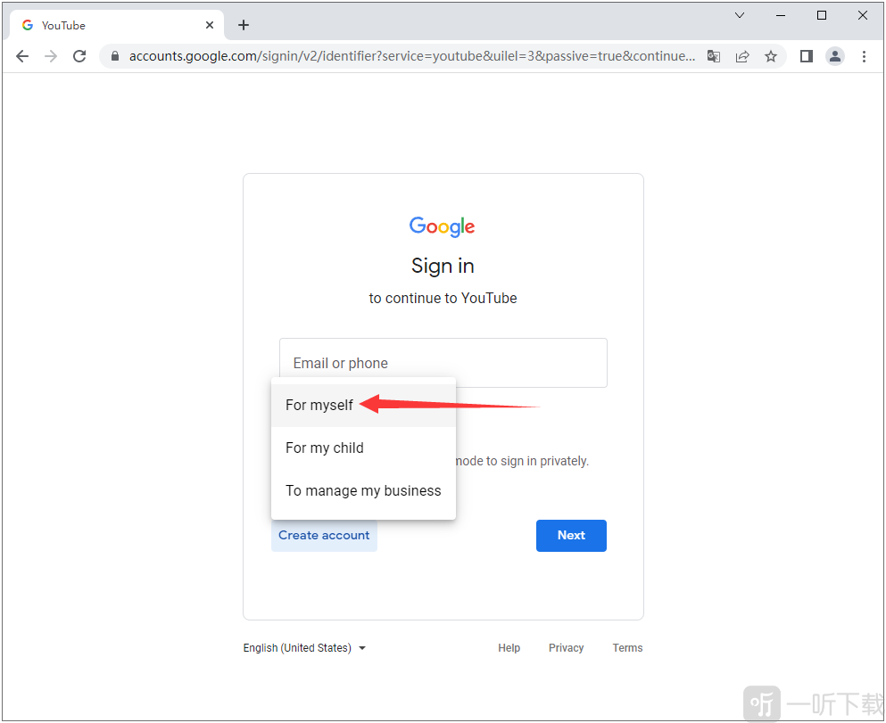 Google个人账号注册选项