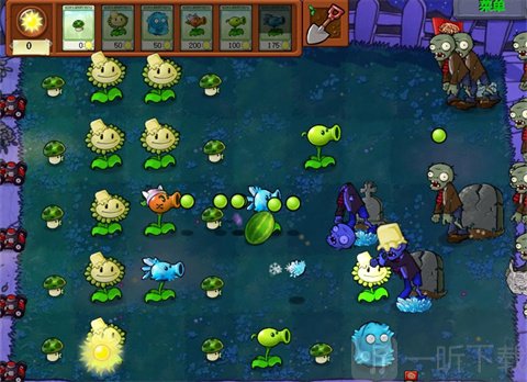 植物大战僵尸无双版3.0杂交植物随意铺场界面展示