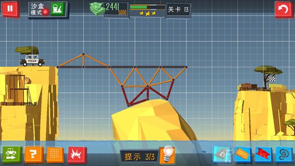 桥梁建造者手机版第13关桥梁搭建参考