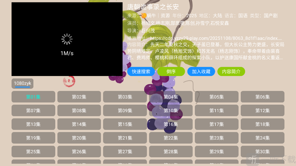 芸汐影视app点击封面进入播放页面观看界面