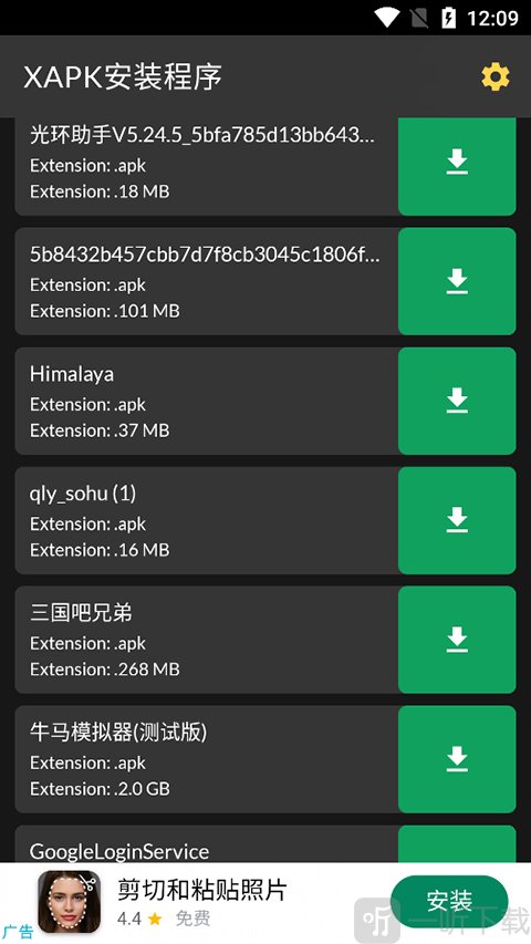 文件列表与安装按钮界面