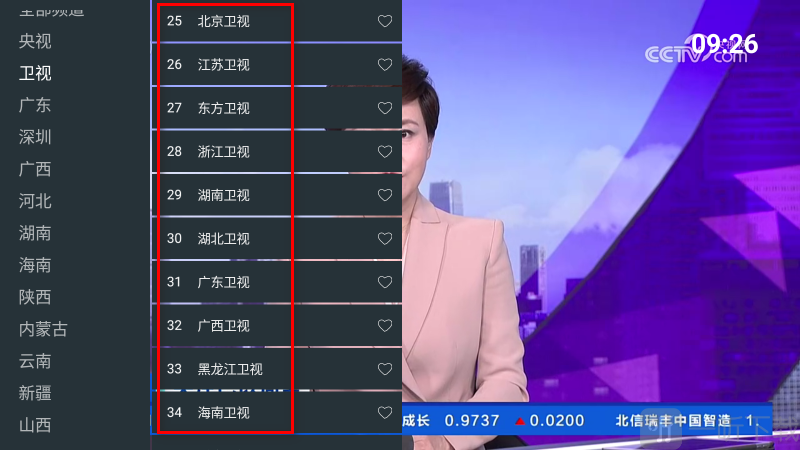 宽带TV卫视频道