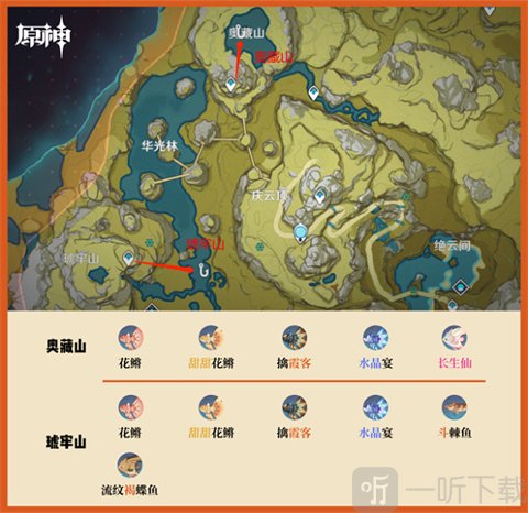 云原神秒玩版奥藏山琥牢山钓鱼地点